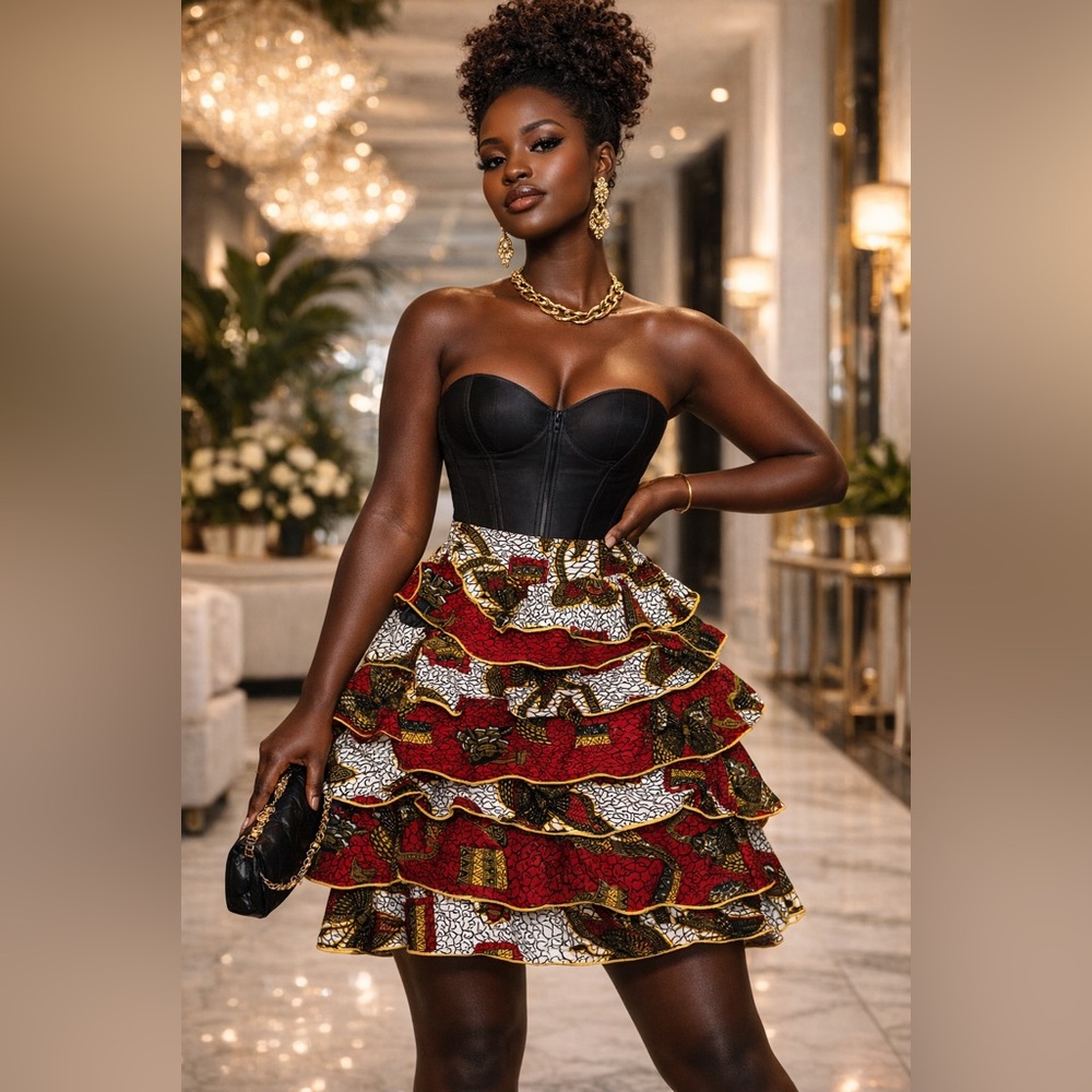 African Patterned Ruffle Skirt - image 1